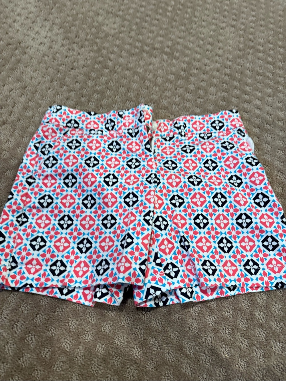 crown & ivy Coral and Turquoise Geometric Print Skort